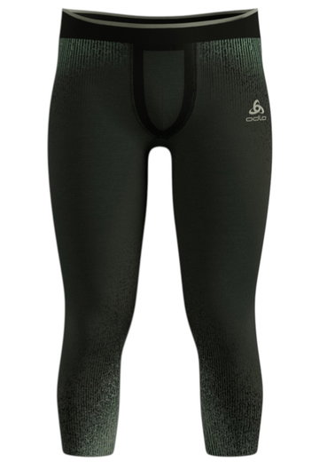Odlo Funktionsunterwäsche 3/4 Hose Performance Warm Blackcomb (nahtlos, Bewegungsfreiheit) dunkelgrün/schwarz Herren