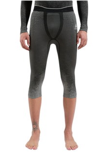 Odlo Funktionsunterwäsche 3/4 Hose Performance Warm Blackcomb (nahtlos, Bewegungsfreiheit) hellgrau/schwarz Herren