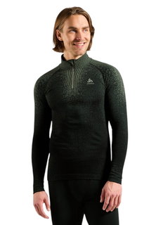 Odlo Langarmshirt Performance Warm Blackcomb (schnelltrocknend, nahtlos) Unterwäsche grün/schwarz Herren