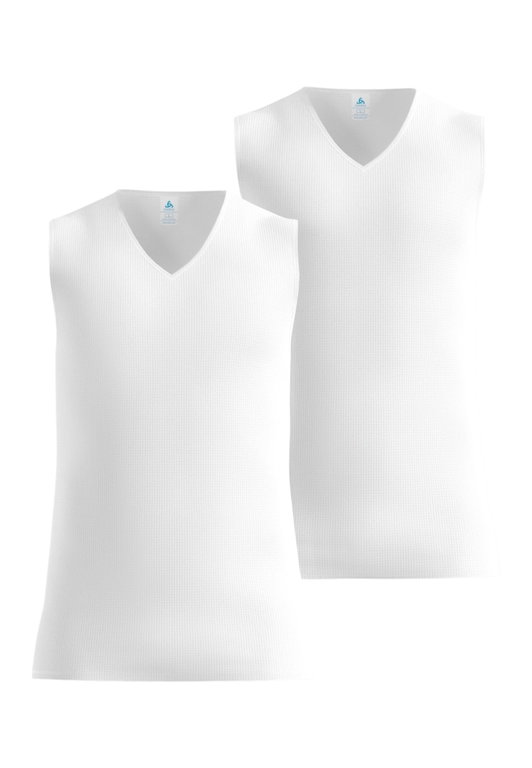 Odlo Funktionsunterwäsche Singlet Active Light mit Ausschnitt weiss Herren - 2er Pack