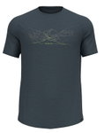 Odlo Wander-/Freizeit Tshirt Ascent Performance Wool 130 Run Bike Hike mit Landschaftsprint darkgrau Herren
