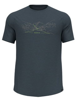 Odlo Hiking/Leisure Tshirt Ascent Performance Wool 130 Run Bike Hike with Landscape Print dark grey Men