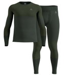 Odlo Funktionsunterwäsche-Set Fundamentals Performance Warm (Langarmshirt und lange Hose) dunkelgrün Herren