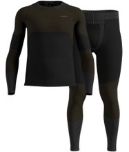 Odlo Funktionsunterwäsche-Set Fundamentals Performance Warm (Langarmshirt und lange Hose) schwarz/braun Herren