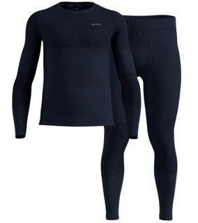 Odlo Performance Warm Functional Underwear Set Fundamentals (Long Sleeve Shirt and Long Trousers) Dark Blue Men's