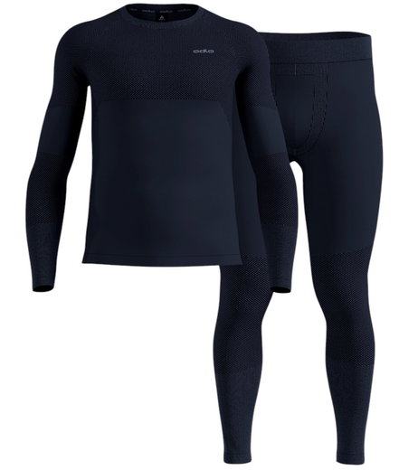 Odlo Funktionsunterwäsche-Set Fundamentals Performance Warm (Langarmshirt und lange Hose) dunkelblau Herren