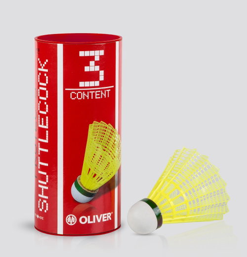 Oliver Badmintonbälle Pro-Tec 5 Nylon/Korkfuß gelb Dose 3er
