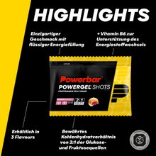 PowerBar PowerGel Shots (Kohlenhydratgummis mit C2MAX Dual Source Carb Mix) Himbeere 24x60g Box