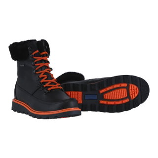 Pomar zimowe buty PÄIVI GTX (skóra nappa, wodoodporne, ocieplone owczą wełną) czarne/pomarańczowe damskie