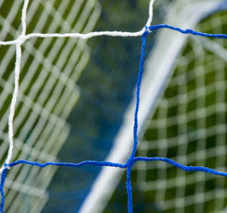 Powershot Fussballtor-Netz gestreift weiss/blau 7,32m x 2,44m x 2m x 2m