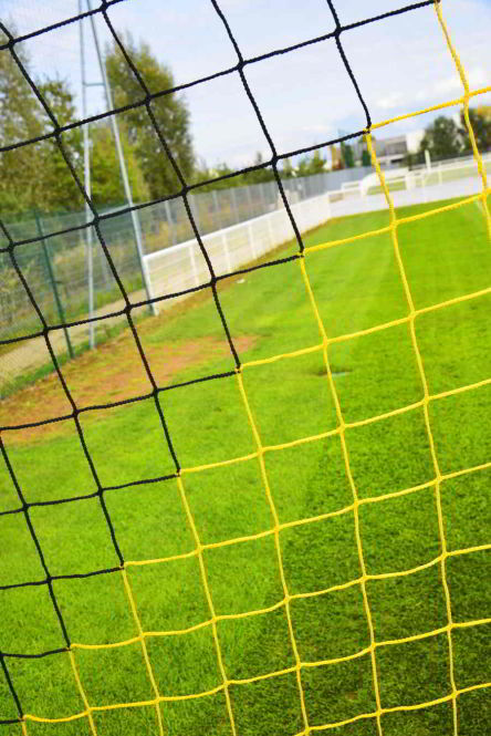 Powershot striped football goal net black/yellow 7.32m x 2.44m x 2m x 2m