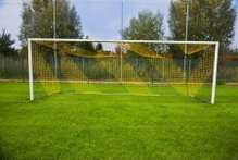 Powershot Fussballtor-Netz gestreift schwarz/gelb 7,32m x 2,44m x 2m x 2m