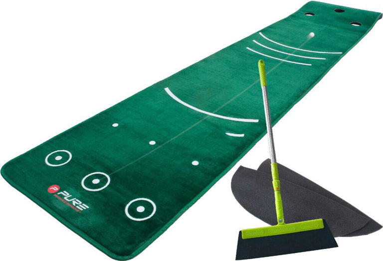 Pure2Improve Golf Putting Mat Dual Grain (with Brush) green 70x335cm