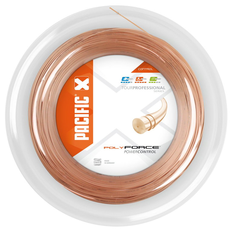 Pacific Tennissaite Poly Force (Haltbarkeit+Kontrolle) lightorange 200m Rolle
