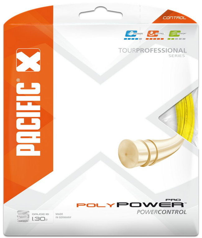 Pacific Tennis String Poly Power Pro (Durability+Power) yellow 12m Set