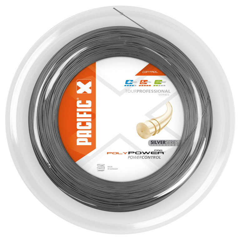 Pacific Tennissaite Poly Power Pro (Haltbarkeit+Power) silber 200m Rolle