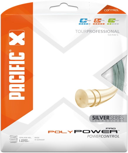 Pacific Tennissaite Poly Power Pro (Haltbarkeit+Power) silber 12m Set