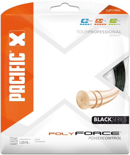 Pacific Tennissaite Poly Force (Haltbarkeit+Kontrolle) schwarz 12m Set