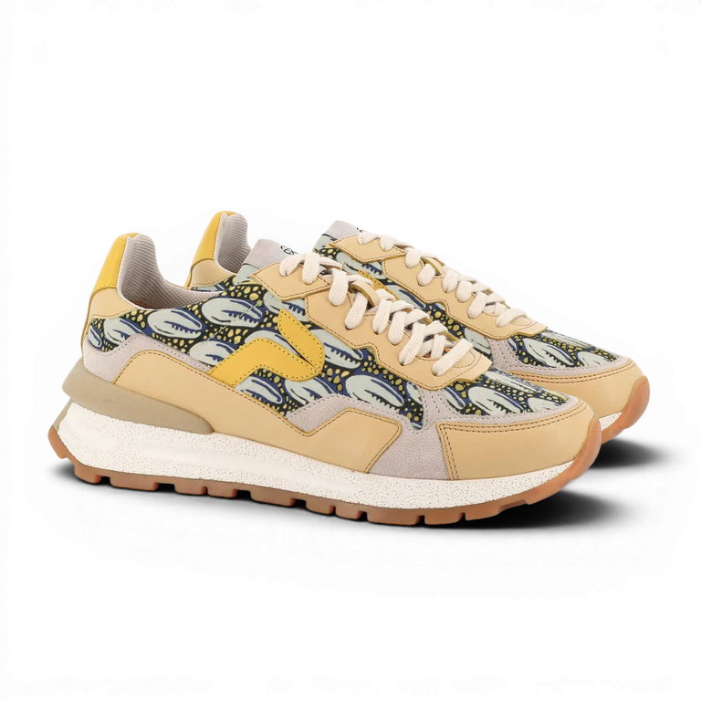 Panafrica Sneaker Akanda Passion beige/gelb/grün Damen