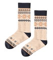 Polar Star Tagessocke Crew Aggende Wintermuster (Baumwolle, warm) beige/schwarz - 1 Paar