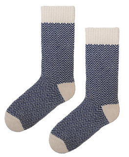Polar Star Tagessocke Crew Magnus (Baumwolle, warm) beige/navyblau - 1 Paar
