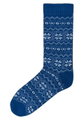 Polar Star Daily Sock Crew Bergen Winter Pattern (Cotton, Warm) Navy Blue - 1 Pair