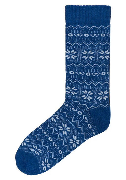 Polar Star Daily Sock Crew Bergen Winter Pattern (Cotton, Warm) Navy Blue - 1 Pair