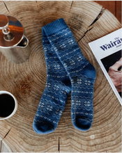 Polar Star Tagessocke Crew Bergen Wintermuster (Baumwolle, warm) navyblau - 1 Paar