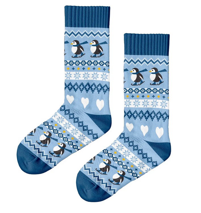 Polar Star Daily Sock Crew Isflak Winter Pattern (Cotton, warm) blue - 1 Pair