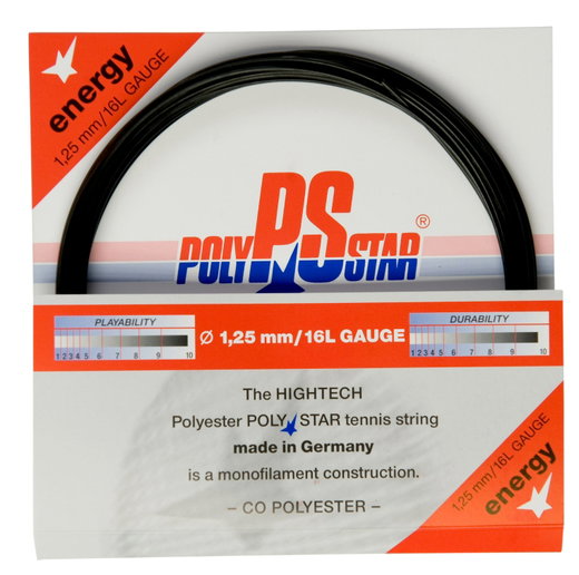 Besaitung mit Tennissaite Polystar Energy schwarz