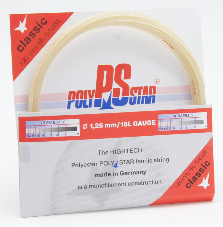 Besaitung mit Tennissaite Polaystar Classic natur