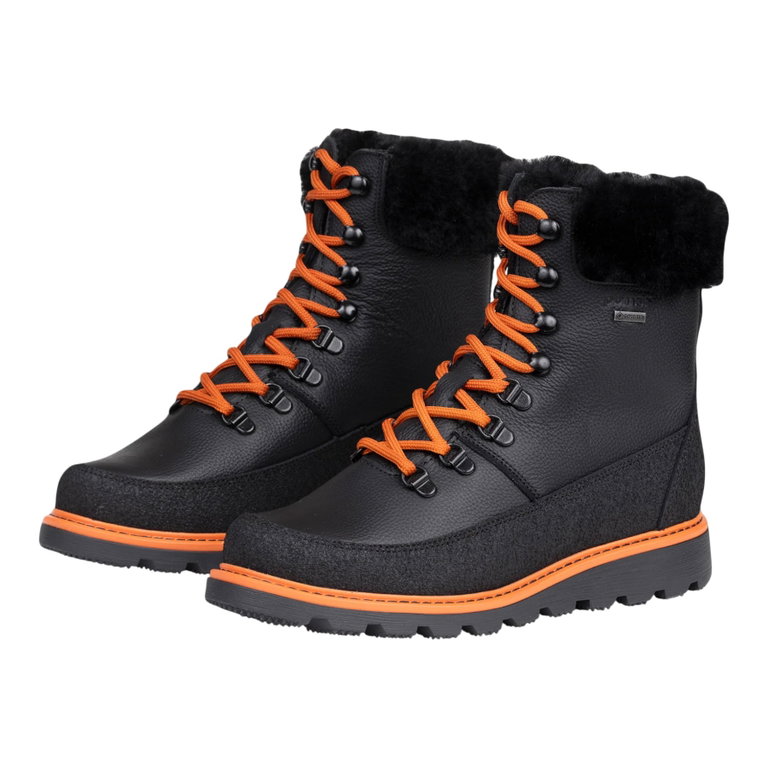 Pomar Winterstiefel PÄIVI GTX (VIVIANI-Leder, wasserdicht, Lammfell gefüttert) schwarz/orange Damen