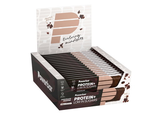 PowerBar Eiweissriegel Protein Plus Low Sugar Schokoladen-Geschmack (Chocolate/Brownie) 16x35g Box