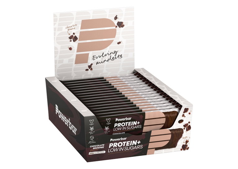 PowerBar Eiweissriegel Protein Plus Low Sugar Schokoladen-Geschmack (Chocolate/Brownie) 16x35g Box