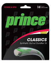 Besaitung mit Tennissaite Prince Synthetic Gut Duraflex gold