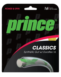 Besaitung mit Tennissaite Prince Synthetic Gut Duraflex gold