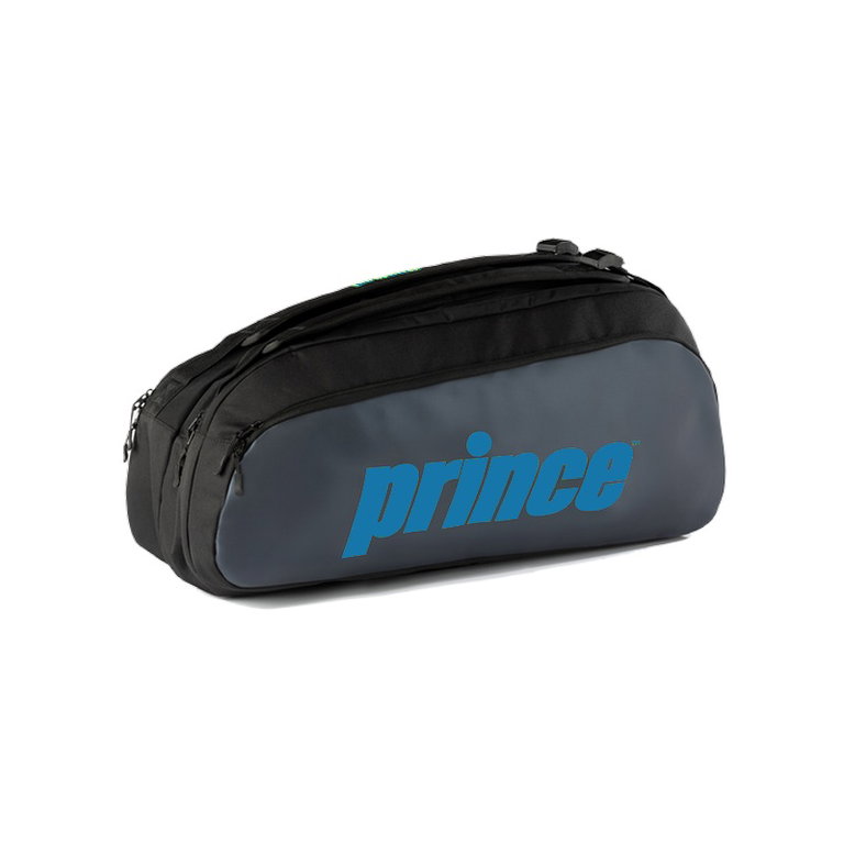 Prince Tennis-Racketbag Tour 2 Comp (Schlägertasche, 2 Hauptfächer, Thermofach) 2025 schwarz/blau 6er