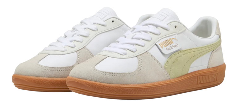 Puma Sneaker Palermo Leather weiss/beige/pistaziengrün Herren