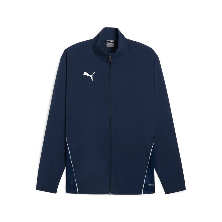 Puma Sportjacke teamGOAL Sideline Jacket (100% rec. Polyester, atmungsaktiv) navyblau Herren