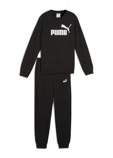 Dres Puma ESS No.1 Logo Crew Sweat Suit TR B (spodnie + bluza) czarny chłopcy