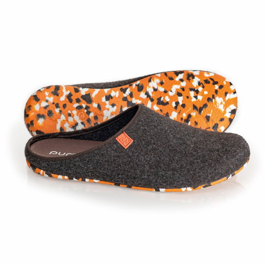 Purosteps Hausschuhe Fieltro Eco Signet (Wollfilz) braun/orange