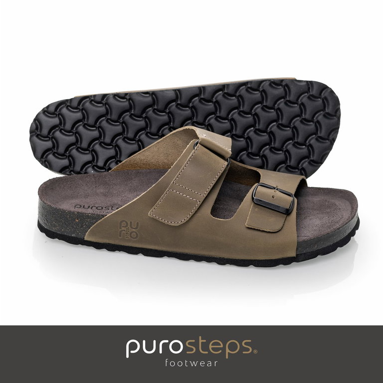 Purosteps Sandal Vigo Eco (Leather) grey/green men's