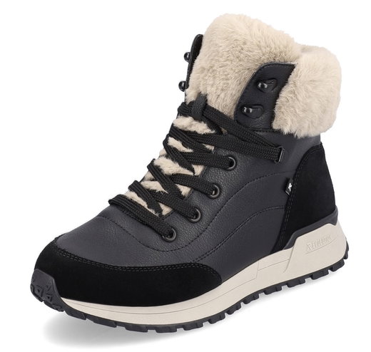 Rieker Winterstiefel Evolution W0670-00 (Schnürstiefel mit Innenfutter und seitlichen Reissverschluss) schwarz Damen