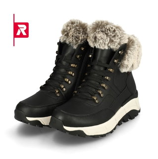 Rieker Winter Boots Evolution W0063-00 (Boots with side zip and lining) black/white ladies