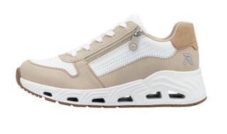 Rieker Sneaker N5204 (Kunstleder, mit seitlichen Reissverschluss) weiss/beige Damen