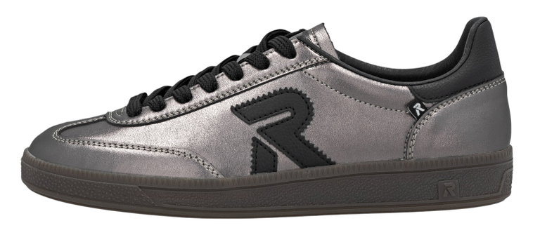 Sneakers Rieker San Diego (skóra gładka) srebrno/czarny damskie