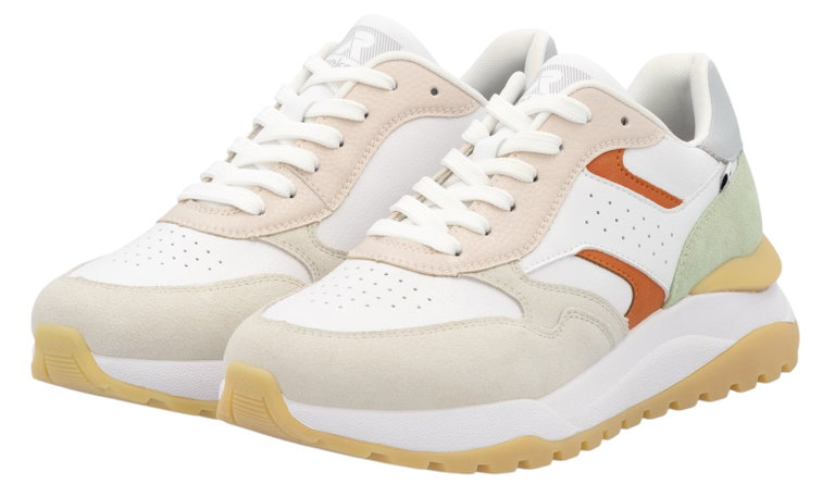 Sneakers Rieker (zamsz) W2500 biało-kolorowe damskie