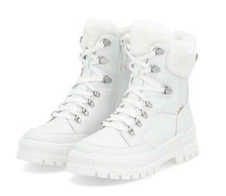 Rieker Winter Boots W2174-80 (Lace-up boots with lining, smooth leather) white ladies
