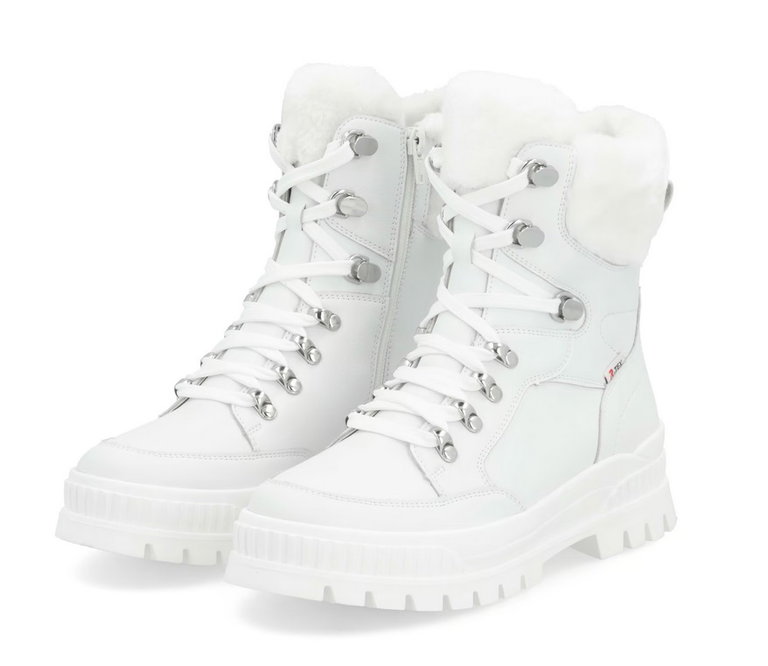 Rieker Winterstiefel W2174-80 (Schnürstiefel mit Innenfutter, Glattleder) weiss Damen