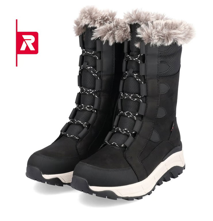 Rieker Winterstiefel Evolution W0070-00 Rauhleder (Stiefel mit seitlichen Reissverschluss und Innenfutter) schwarz Damen